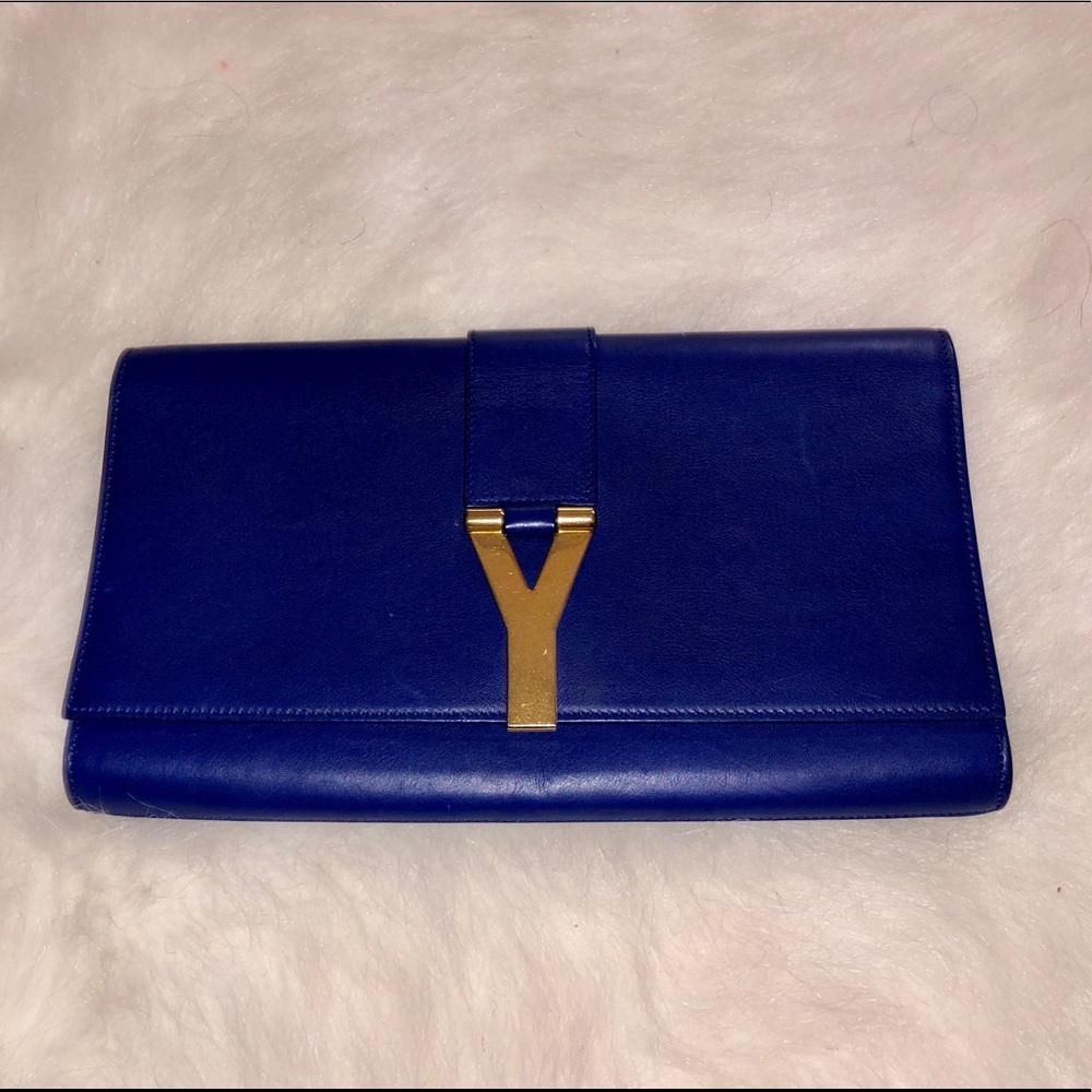 Yves Saint Laurent royal blue clutch
